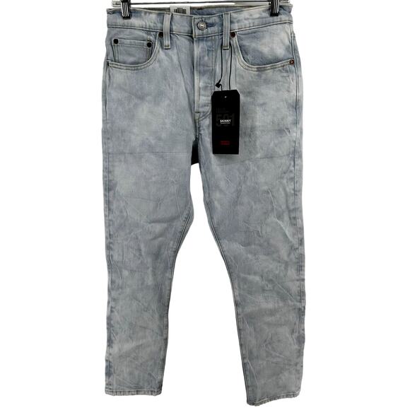 Levi's 501 Skinny Jeans Light Acid Wash Bleach High Rise Stretch Blue 28x28 - Picture 2 of 7